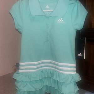 Adidas Blue Polo Top with Sporty Stripes